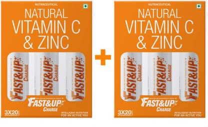 FAST&UP Charge Vitamin C Tablet - 1000mg Natural Amla Extract with 10mg Zinc (Orange)