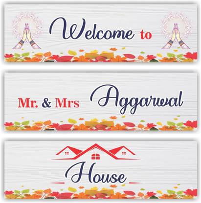 Gprint Name Sign Welcome to Mr. & Mrs Aggarwal house Qoutes Pack of 3