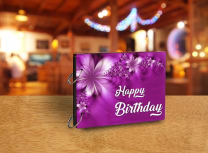 paper pebbles Happy Birthday Lily Flower Background Scrap Book Photo Album Size 8.5x6 inch 20 Pages Album