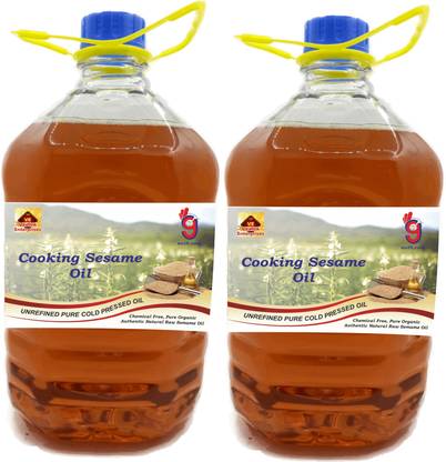 99Auth 10ltr Chemical Free Cooking Oil Cold Pressed Sesame Oil / Gingelly Oil/ Til Oil (Benniseed Oil or Nallenna) Adulteration Free 2*5000 Ml (10L) Sesame Oil Plastic Bottle
