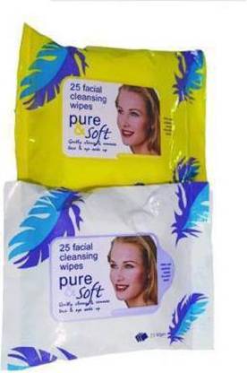 ShopCircuit Soft Facial Face Skin Cleaning Wet Tissue Wipes (Multi Flavour) (Pack of 2) (Pack of 50)