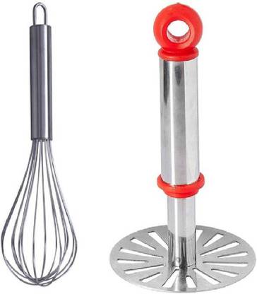 MJDCNC Combo of Kitchen Tool Set - Stainless Steel Potato Masher and Egg Whisker Kitchen Tool Set