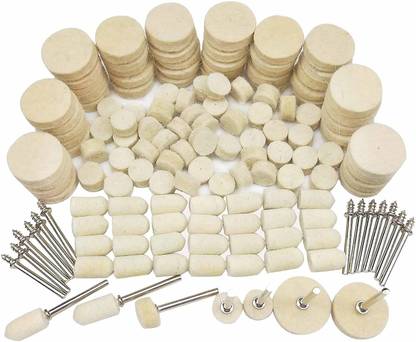 DIY Craft Rotary Tool Accessory, Wool Felt Polishing Pad Felt Mounted Mandrel Set Grinding Head Buffing Wheel for Jewelry, Glass, Metal, Ceramic Rotary Tool