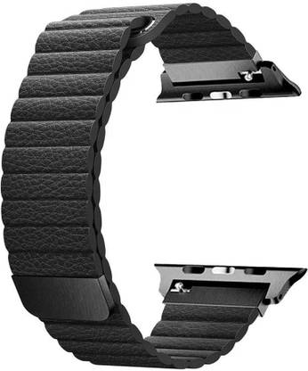 Juberous Adjustable Leather 38mm/40mm Band with Strong, Ultra Secure Magnetic Closure Black Smart Watch Strap