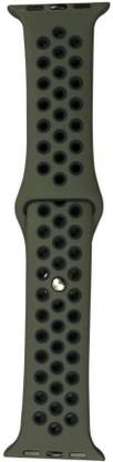 Juberous Soft Silicone Sport 38mm/40mm Band Green and Black Air Hole Smart Watch Strap