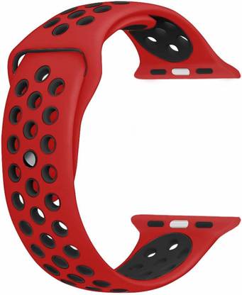 Frazil Soft Silicone Sport 42mm/44mm Band Red and Black Air Hole Smart Watch Strap
