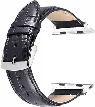 Frazil Croc Style Leather 42mm/44mm Loop Band with Adjustable Closure Wrist Black Smart Watch Strap