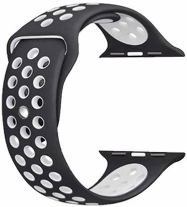 Juberous Soft Silicone Sport 38mm/40mm Band Black and White Air Hole Smart Watch Strap