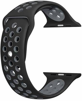 Juberous Soft Silicone Sport 42mm/44mm Band Black and Grey Air Hole Smart Watch Strap