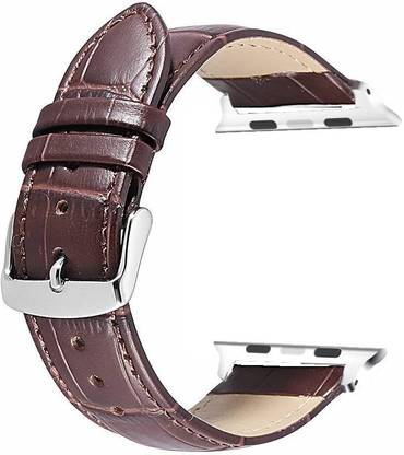 Frazil Croc Style Leather 42mm/44mm Loop Band with Adjustable Closure Wrist Dark Brown Smart Watch Strap