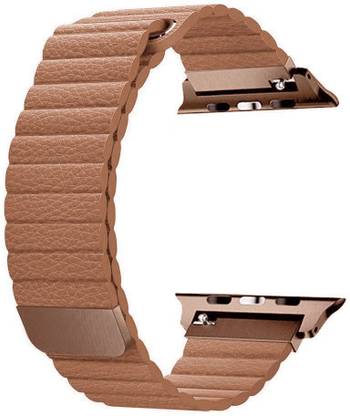Frazil Adjustable Leather 42mm/44mm Band with Strong, Ultra Secure Magnetic Closure Saddle Brown Smart Watch Strap