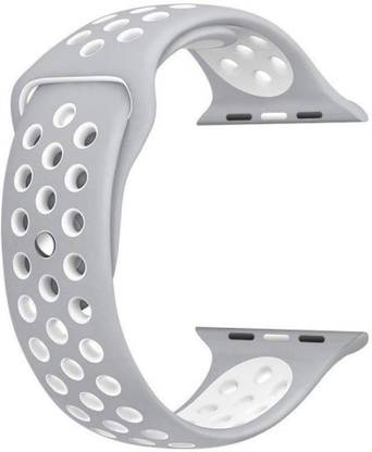 Frazil Soft Silicone Sport 42mm/44mm Band Grey and White Air Hole Smart Watch Strap
