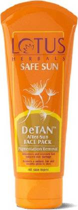 LOTUS HERBALS Sunscreen - SPF 50 Safe Sun DeTAN After-Sun Face Pack