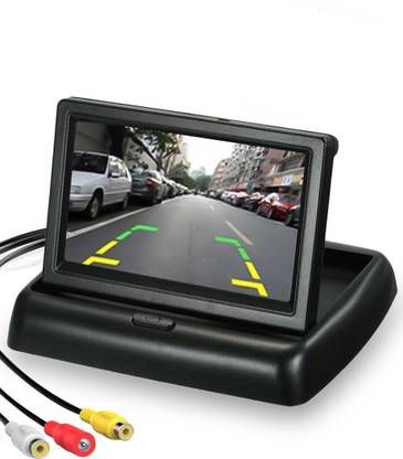 FABTEC 4.3 inch Dashboard Standing LCD TFT Monitor Display for Car Dashboard - Useful for Reverse Parking Camera Output or Any Video Output Reverse Assist Camera System