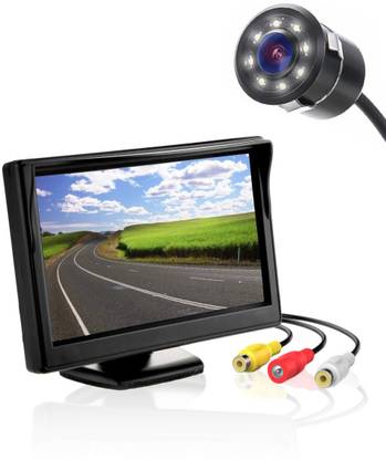 FABTEC 5 Inch Rear View Digital TFT Dashboard Screen with metal Type 8 LED Night-Vision Waterproof Rear View HD Camera Dashboard Camera System