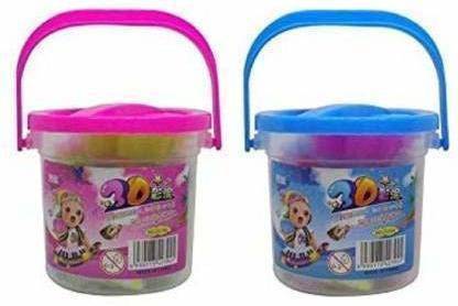 Aagaz Colorful Premium Clay Bucket of 12 Clay Stick Art&Craft Pack of 2 Bucket Art Clay (100 g) Art Clay