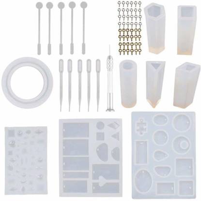 TREXEE Epoxy Resin Molds Jewelry Making Kit, DIY Making Kit Silicone Casting Molds Gem Epoxy Mold Jewelry Pendant Craft Making Crafting Pendant Earrings (Pack of 68)