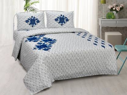 SRKD Cotton King Flat 200 TC Floral Bedsheet