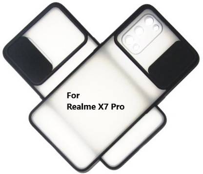 ISAAK Back Cover for Realme X7 Pro Back Cover with Camera Slider (Black & Translucent) with Soft Edge