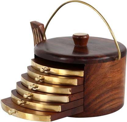 Al riyaz Square Reversible Wood Coaster Set