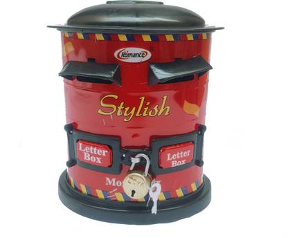 SINGING SPARROW STYLISH LETTER BOX COIN BANK WITH LOCK & KEYS AND TWO COIN SLOTS Coin Bank