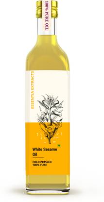 ESSENTIA EXTRACTS Extra Virgin White Sesame Oil - 100% Pure Cold Pressed Edible Til ka Tel - Glass Bottle (Hair, Skin) Sesame Oil Glass Bottle