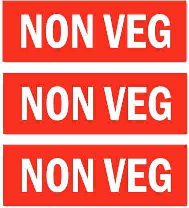 Mindcraftz Non Veg Sign Board Sticker Red color Pack of 3 | 12 x 4 inches  Emergency Sign