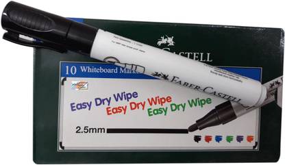 FABER-CASTELL VIBRANT BLACK COLOUR WHITEBOARD MARKER PEN FOR OFFICE, SCHOOL, HOME ETC.
