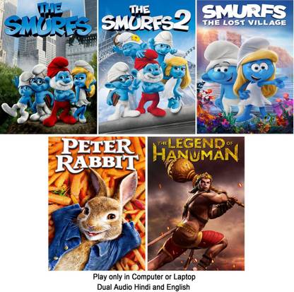The Smurfs 1 & 2 , Smurfs: The Lost Village , Peter Rabbit , The Legend of Hanuman (season 1) in Hindi & English play only in computer or laptop it's durn data DVD without poster HD print quality