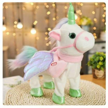 Amaflip Musical Unicorn Walking Toy with Remote Control & Sound Effect Unicorn Soft Toy for Kids