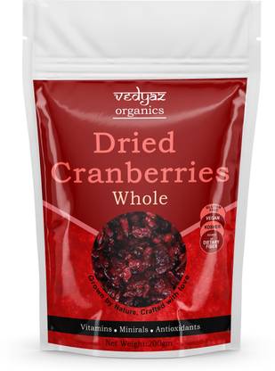 Vedyaz Organic Cranberries Dried & Whole - 200gm Cranberries