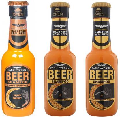 PARK AVENUE DAMAGE FREE BEER SHAMPOO 2*350 ML + SHINY & BOUNCY BEER SHAMPOO 350 ML