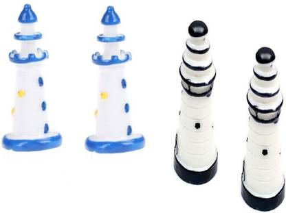 P s retail Seaside Lighthouse Miniature Showpieces - 4 pcs/Set Decorative Showpiece  -  4 cm