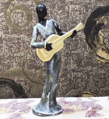 Rema Fabtex Art Lady Statue Play Guitar Decorative Showpiece  -  10 cm