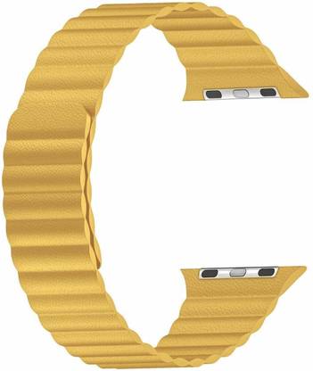 Frazil Adjustable Leather 38mm/40mm Band with Strong, Ultra Secure Magnetic Closure Yellow Smart Watch Strap