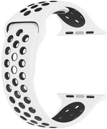 Frazil Soft Silicone Sport 42mm/44mm Band White and Black Air Hole Smart Watch Strap