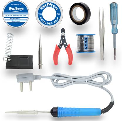 Walkers Basic 10 in 1 Mobile Soldering Iron Equipment Tool Machine Combo Kit Set with Flux Paste and Wire 30 W Simple