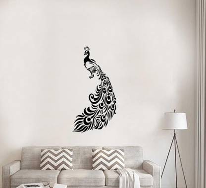 KC Home Decoration 29 cm kc Black Peacock Decor Design Wall Decals Sticker For Home Decor (pvc vinyl covering area 29cm X 58cm) Removable Sticker