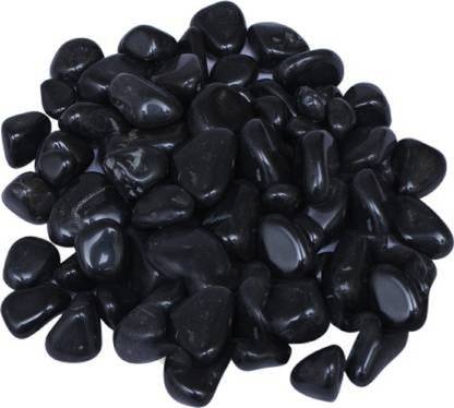 nain Pebbles Stones River Rock Unplanted Substrate (Black) 1 KG Regular Asymmetrical Onyx Pebbles