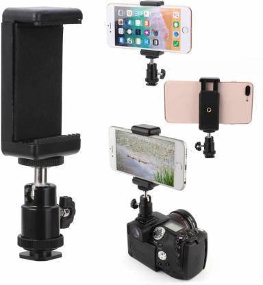 Digiom 1/4 Flash Hot Shoe Adapter Cradle Ball Head Ball + Phone Holder Clip Bracket Holder Mount for DSLR Phone Tripod Flash Shoe Adapter