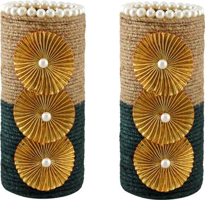 grow Jute Yellow Green Vase Flower pot set of 2 -010 Jute Vase