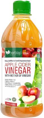 herblap Apple Cider Vinegar with Mother Vinegar, Raw, Unfiltered and Unpasteurized for weight loss management - 500 ml Vinegar