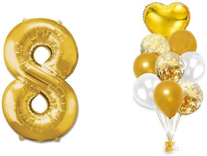 Balloonistics Printed 8th Birthday Number Foil Decorations with balloon set Balloon