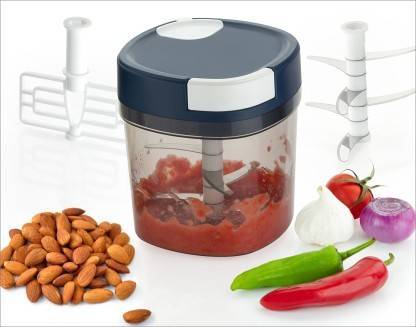 network 2 in 1 Jumbo Plastic Chopper Vegetable Cutter with 6 Blades and Pull Handle Fruit Cutter Fruit Chopper Chilly Chopper Onion Cutter, 550ML, Set Of 1, Blue Vegetable & Fruit Chopper