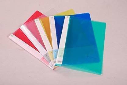 KRASHTIC Plastic 5 Pieces of File Folder for School Work Assignment, Project etc. Multicolor