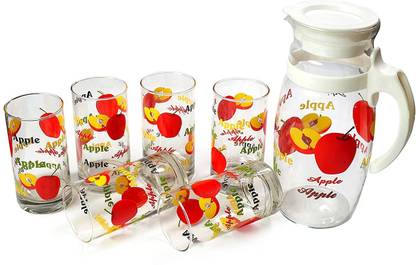 Shubhaarambh Printed Glass Jug Glass Set
