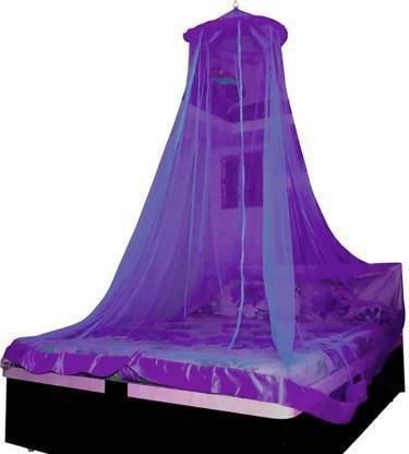 ZENTY BAZAAR Polyester Adults Washable Double Bed [Round] Mosquito Net 1///163 Mosquito Net