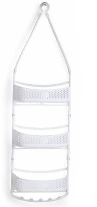 WiseWalker Bathroom Shower Caddy Self Hanging Soap, Shampoo, Brush, Napkin, Hair Oil, Toothpaste Storage Organizers Unbreakable Heavy Plastic Material White Color Plastic Wall Shelf
