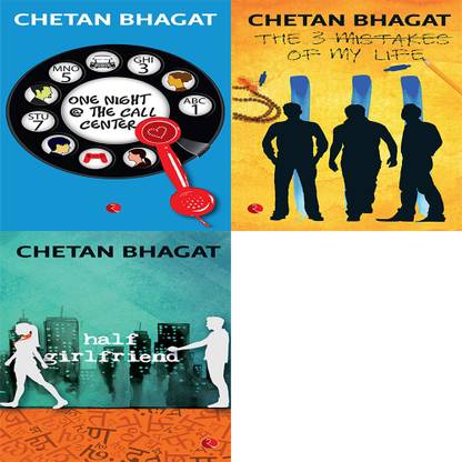 Half Girlfriend + The 3 Mistakes Of My Life + One Night @ The Call Centre (Set Of 3 Books)