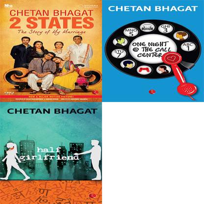 Half Girlfriend + One Night @ The Call Centre + 2 States The Story Of My Marriage (Set Of 3 Books)